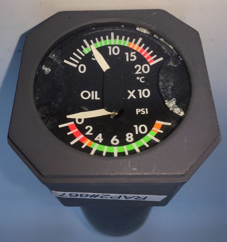 Oil pressure and temperature gauge