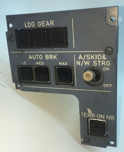 Airbus A320 Landing gear and braking control panel.