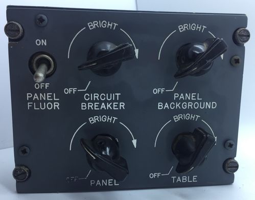 Boeing 727 panel lighting control panel